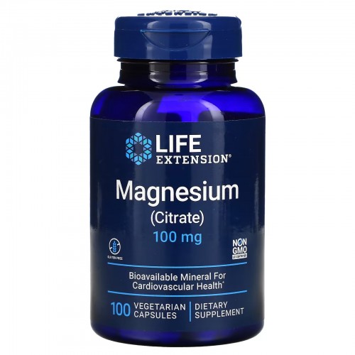 Life Extension, магний (цитрат), 100 мг, 100 вегетарианских капсул